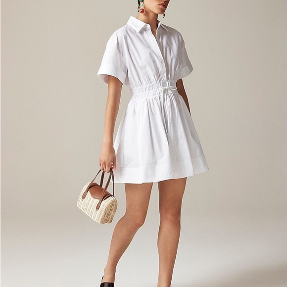 J. Crew Dresses & Skirts - NWT J.Crew Elena mini shirtdress cotton poplin 14 White Smocked Preppy Casual